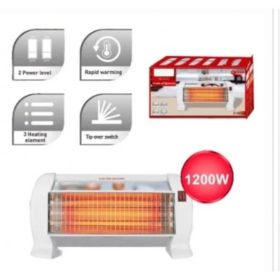 Ηλεκτρική Σόμπα Χαλαζία 1200W με 2 Επίπεδα Ισχύος και 3 Θερμαντικά Στοιχεία - Hoomei