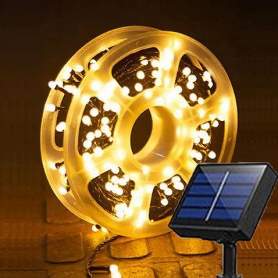 50m Ηλιακά Χριστουγεννιάτικα Λαμπάκια LED Εξωτερικού Χώρου με Φωτοβολταϊκό Πάνελ