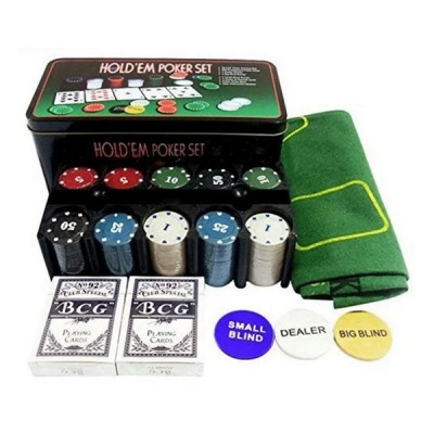 Σετ 200 Αριθμημένες Μάρκες Poker σε Μεταλλικό Κουτί με 2 Τράπουλες και Τσόχα