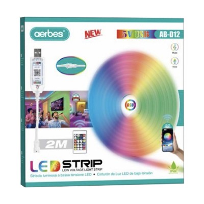 Εύκαμπτη Αδιάβροχη Ταινία LED 2 Μέτρων RGB WIFI USB 5V με Τηλεχειριστήριο AERBES