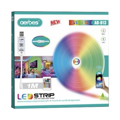 Εύκαμπτη Αδιάβροχη Ταινία LED 1 Μέτρου RGB WIFI USB 5V με Τηλεχειριστήριο AERBES