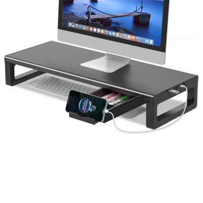 Βάση για Οθόνη Υπολογιστή Η/Υ, 3x USB HUB με Βοηθητικό Συρτάρι/Βάση Κινητού