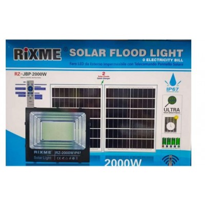 2000 W Led Αδιάβροχος Ηλιακός Προβολέας με 2 Πάνελ και Τηλεχειριστήριο Rixme RL.X-2000W