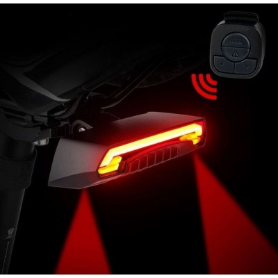 Ασύρματο Οπίσθιο Φανάρι Ποδηλάτου με Laser, Χειριστήριο & USB Φόρτιση