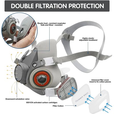 Σετ 16 σε 1 Μάσκα Προστασίας Ολόκληρου Προσώπου με Φίλτρα Κ95