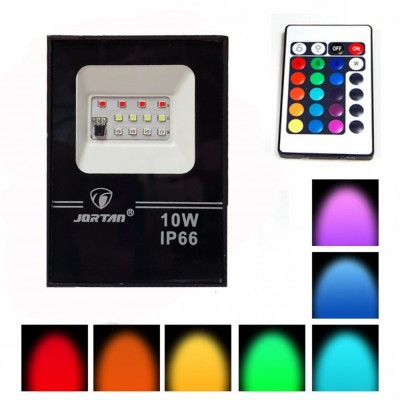 10W Slim RGB LED Προβολέας Αδιάβροχος με Τηλεχειρισμό & Εναλλασσόμενο Πολύχρωμο Φωτισμό