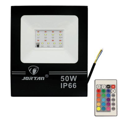 50W Slim RGB LED Προβολέας Αδιάβροχος με Τηλεχειρισμό & Εναλλασσόμενο Πολύχρωμο Φωτισμό