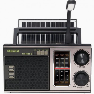 M-540BT-S Ηλιακό Φορητό Ηχείο Bluetooth με Αναλογικό Ραδιόφωνο AM-FM-SW, με Ηλιακό Πάνελ και Φωτιστικο Led Usb