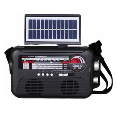 MK-192  Ηλιακό Φορητό Ηχείο Bluetooth με Αναλογικό Ραδιόφωνο AM-FM-SW, με Ηλιακό Πάνελ και Φακό