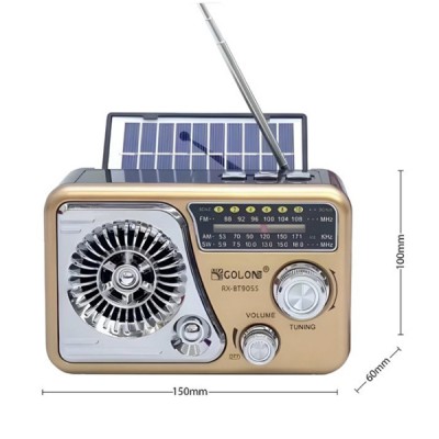 RX-BT905S Ηλιακό Φορητό Ηχείο 5W Bluetooth με Αναλογικό Ραδιόφωνο AM-FM-SW, με Ηλιακό Πάνελ