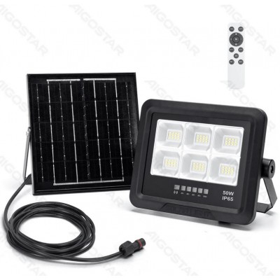 50W Αδιάβροχος Ηλιακός Προβολέας LED με Πάνελ & Τηλεχειριστήριο Aigostar