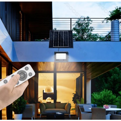 50W Αδιάβροχος Ηλιακός Προβολέας LED με Πάνελ & Τηλεχειριστήριο Aigostar