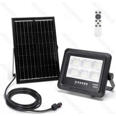100W Αδιάβροχος Ηλιακός Προβολέας LED με Πάνελ & Τηλεχειριστήριο Aigostar