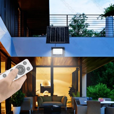 100W Αδιάβροχος Ηλιακός Προβολέας LED με Πάνελ & Τηλεχειριστήριο Aigostar
