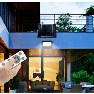 300W Αδιάβροχος Ηλιακός Προβολέας LED με Πάνελ & Τηλεχειριστήριο Aigostar