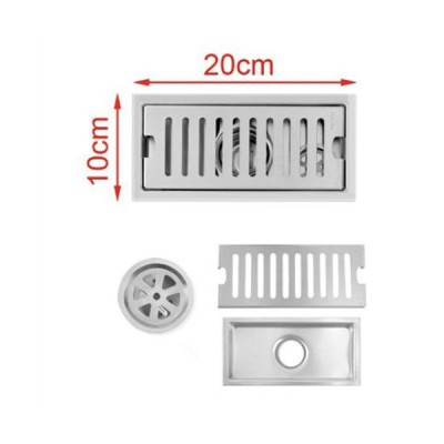 Inox Σχαράκι-Σιφώνι Αποχέτευσης 10x20cm με Διπλό Φίλτρο Συγκράτησης Σκουπιδιών