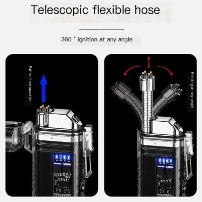 Αδιάβροχος Ηλεκτρικός Αναπτήρας Pulse Double Arc με Τηλεσκοπικό Σωλήνα, COB LED Φωτισμό και Ένδειξη Μπαταρίας