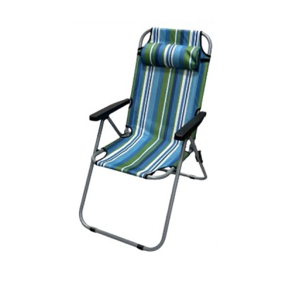 52x73x94,50cm Πτυσσόμενη Καρέκλα Ψαρέματος-Camping με Μεταλλικό Σκελετό Ριγέ