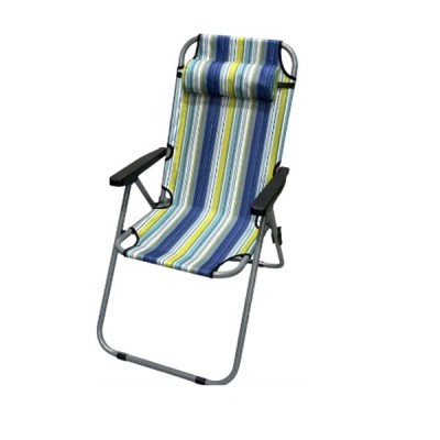 52x73x94,50cm Πτυσσόμενη Καρέκλα Ψαρέματος-Camping με Μεταλλικό Σκελετό Ριγέ