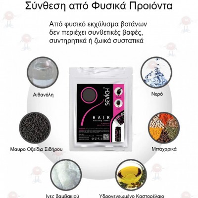 Dark Brown Sevich Hair Building Fibers Refill Pack, Μικρο-ίνες Κερατίνης 50gr