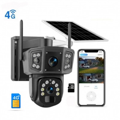 Ηλιακή Αδιάβροχη Ασύρματη IP  4G Κάμερα Ασφαλείας, Διπλό Φακό, Νυχτερινή Λήψη & Ανιχνευτή Κίνησης IPC‑V380‑P3 – Ultra HD, Περιστροφή 355°, IP66