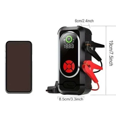 DINGQI Jump Starter 12V & Power Bank 12.000mAh Εκκινητής Μπαταρίας Αυτοκινήτου με Φακό, Κροκοδειλάκια, Καλώδια Φόρτισης, Πυξίδα & Βαλιτσάκι Μεταφοράς