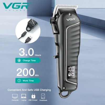 VGR V-683 Επαγγελματική Επαναφορτιζόμενη Κουρευτική Μηχανή με Οθόνη LED