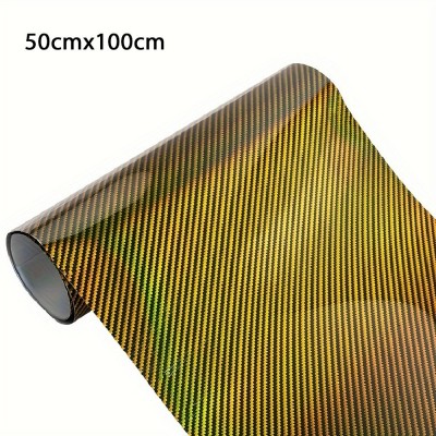 50x100cm Διακοσμητική Επιμεταλλωμένη Αυτοκόλλητη Μεμβράνη Carbon Μαύρη-Χρυσή Ρολό W17911Y