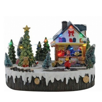 Χριστουγεννιάτικο Χωριό με Δέντρο, Κίνηση, LED Φωτισμό & Μουσική 20x14x15cm