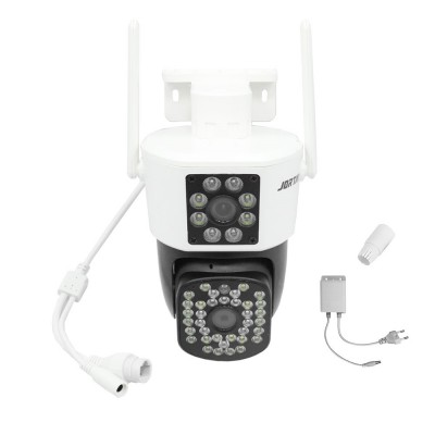 Διπλή Κάμερα Παρακολούθησης IP Wi-Fi 1080p IP66 Αδιάβροχη με Φακό 3.6mm Jortan JT-8293 Λευκή-Μαύρη