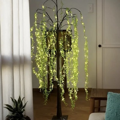 180cm Φωτιζόμενο Δέντρο Ιτιάς 560 LED με Θερμό Λευκό Φως & Πράσινα Φύλλα