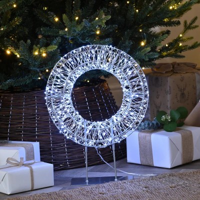 45x5cm Φωτιζόμενο Χριστουγεννιάτικο Μεταλλικό Στεφάνι με 800 LED