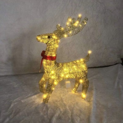 Διακοσμητική Χριστουγεννιάτικη Φιγούρα Τάρανδος Led με Κόκκινη Κορδέλα & Μεταλλικό Σκελετό