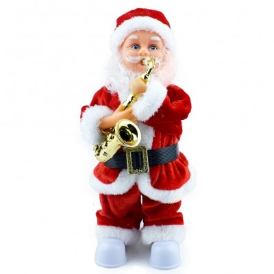 Μουσικός Άγιος Βασίλης Χριστουγεννιάτικο Διακοσμητικό με LED Φως, Κίνηση & Σαξόφωνο – Ιδανικό για Δέντρο και Τραπέζι