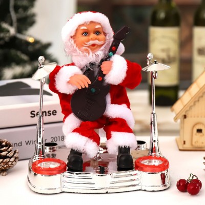 Μουσικός Καθιστός Άγιος Βασίλης Χριστουγεννιάτικο Διακοσμητικό με LED Φως, Κίνηση & Κιθάρα– Ιδανικό για Δέντρο και Τραπέζι