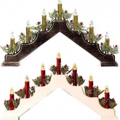 Παραδοσιακό και Γιορτινό Φωτιστικό Χριστουγεννιάτικo Διακοσμητικό Κηροπήγιο με 7 Κεριά LED 50x7x31cm