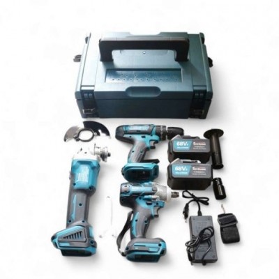 Σετ Γωνιακός Τροχός, Μπουλονόκλειδο Κρούσης και Δραπανοκατσάβιδο 68V με 2 Μπαταρίες και Βαλιτσάκι Μεταφοράς 15376-39