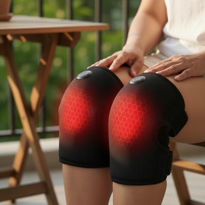 Θερμαινόμενες Επιγονατίδες με Μασάζ Knee Pads For Fever Μαύρο – Ανακούφιση Πόνου & Μασάζ Γονάτων