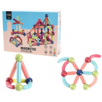 Σετ 100pcs Μαγνητικοί Ράβδοι & Μπίλιες Κατασκευών - Magnetic Wand Game