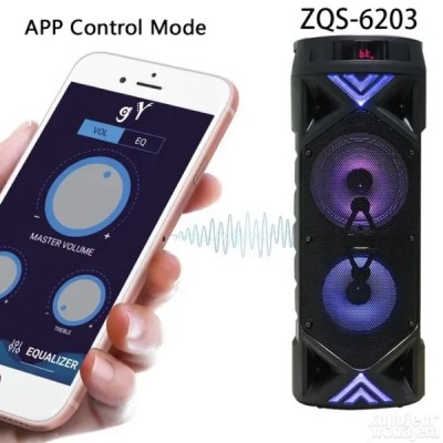 80W Φορητό Ηχείο Bluetooth Karaoke Party – Subwoofer με Μικρόφωνο, Τηλεχειρισμό & Διακοσμητικό Φωτισμό LED ZQS-6203