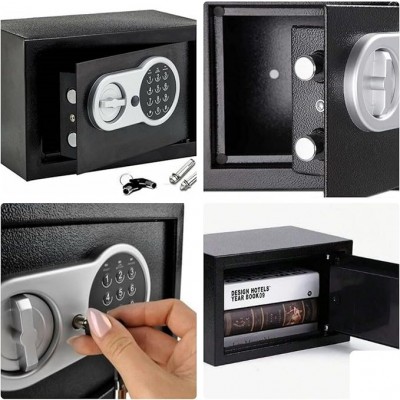 31x20x20cm Εντοιχιζόμενο Χρηματοκιβώτιο Ασφαλείας με Ψηφιακό Κλείδωμα και Κλειδί 8,5L Μαύρο