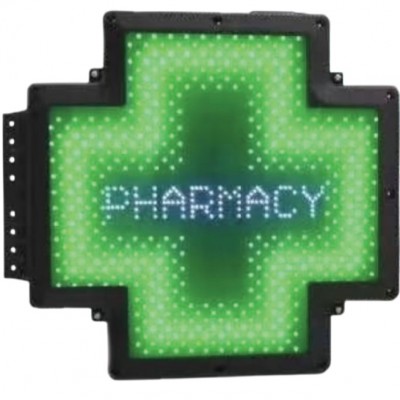 50x50cm Πινακίδα Σταυρός Φαρμακείου LED Διπλής Όψης Αδιάβροχη με Βάση & Τηλεχειριστήριο