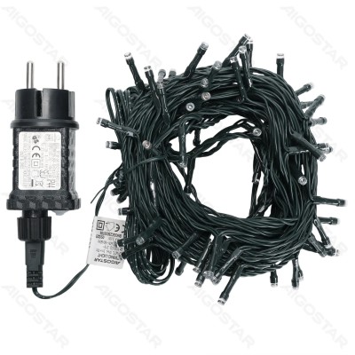 5m Χριστουγεννιάτικα Λαμπάκια Ρεύματος με Πράσινο Καλώδιο – 100 LED, IP44, 3.6W