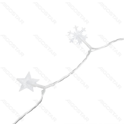 10m Χριστουγεννιάτικα Λαμπάκια–Γιρλάντα Ρεύματος  με Αστέρια και Χιονονιφάδες – 100 LED, IP44, 3.6W