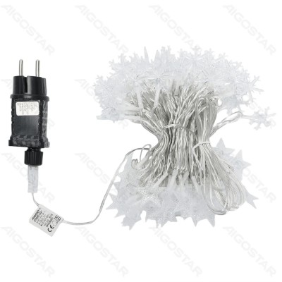 10m Χριστουγεννιάτικα Λαμπάκια–Γιρλάντα Ρεύματος  με Αστέρια και Χιονονιφάδες – 100 LED, IP44, 3.6W