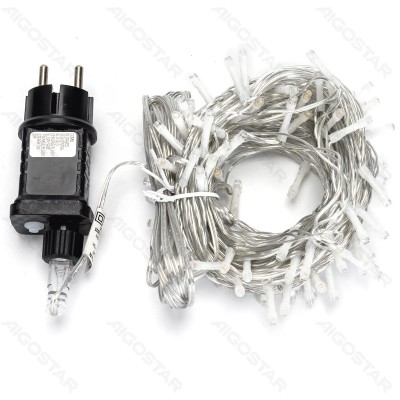 10m Χριστουγεννιάτικα Λαμπάκια Ρεύματος  με Διάφανο Καλώδιο – 100 LED, IP44, 8 Τρόποι Λειτουργίας