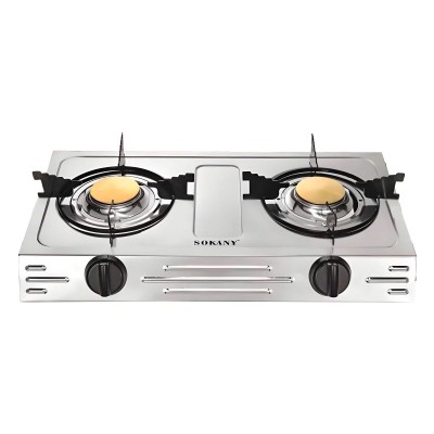 Διπλή Επιτραπέζια Εστία Υγραερίου Sokany SK-07022 Μεταλλική Ασημί 54.3x7x32cm