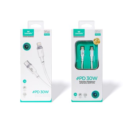 Καλώδιο Γρήγορης Φόρτισης USB-C σε Lightning Cable 30W Λευκό 1m  LW-225