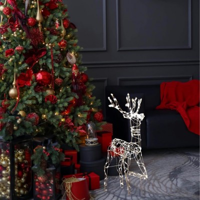 Χριστουγεννιάτικος Φωτιζόμενος Τάρανδος 1m με 215 LED Θερμού Λευκού Φωτισμού, IP44