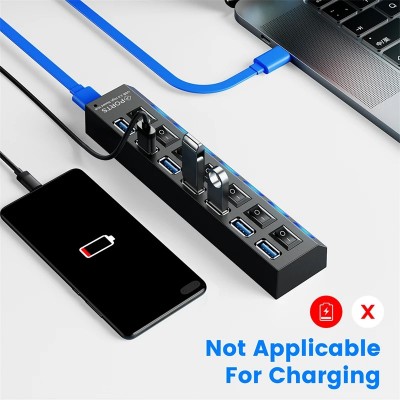 TREQA Usb-14 Αντάπτορας - USB HUB Μεταφοράς Δεδομένων με 7 Ανεξάρτητες Θύρες USB 3.0 LED για Απόλυτη Συνδεσιμότητα